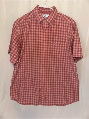 Southern Tide Classic Fit Plaid Short Sleeve Button Down Shirt Men’s Large